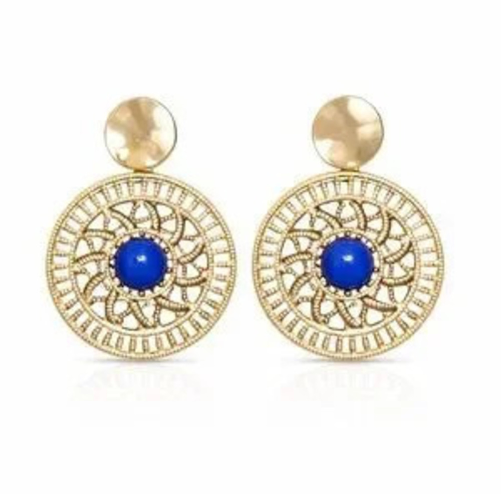 ?? Western Gold and Blue Earrings
